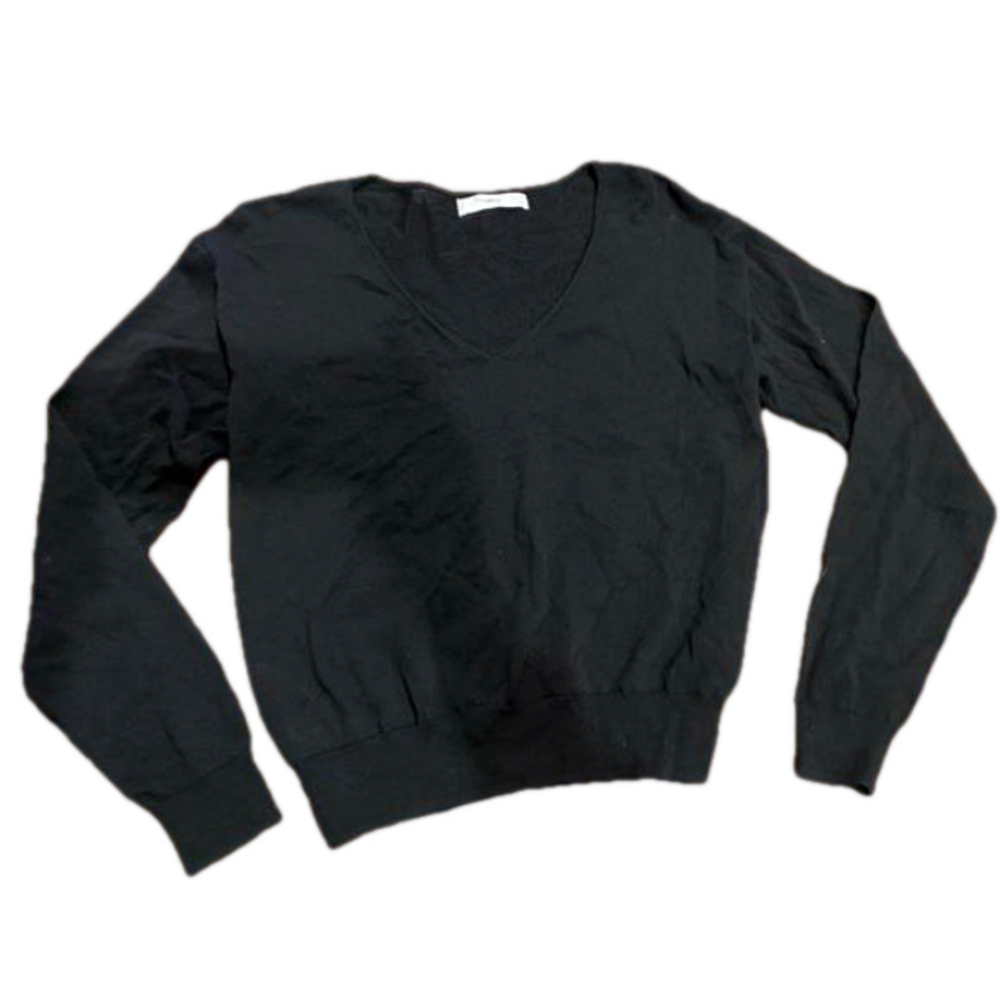 MNG Mango Black V-Neck Cozy Soft Sweater Size Small